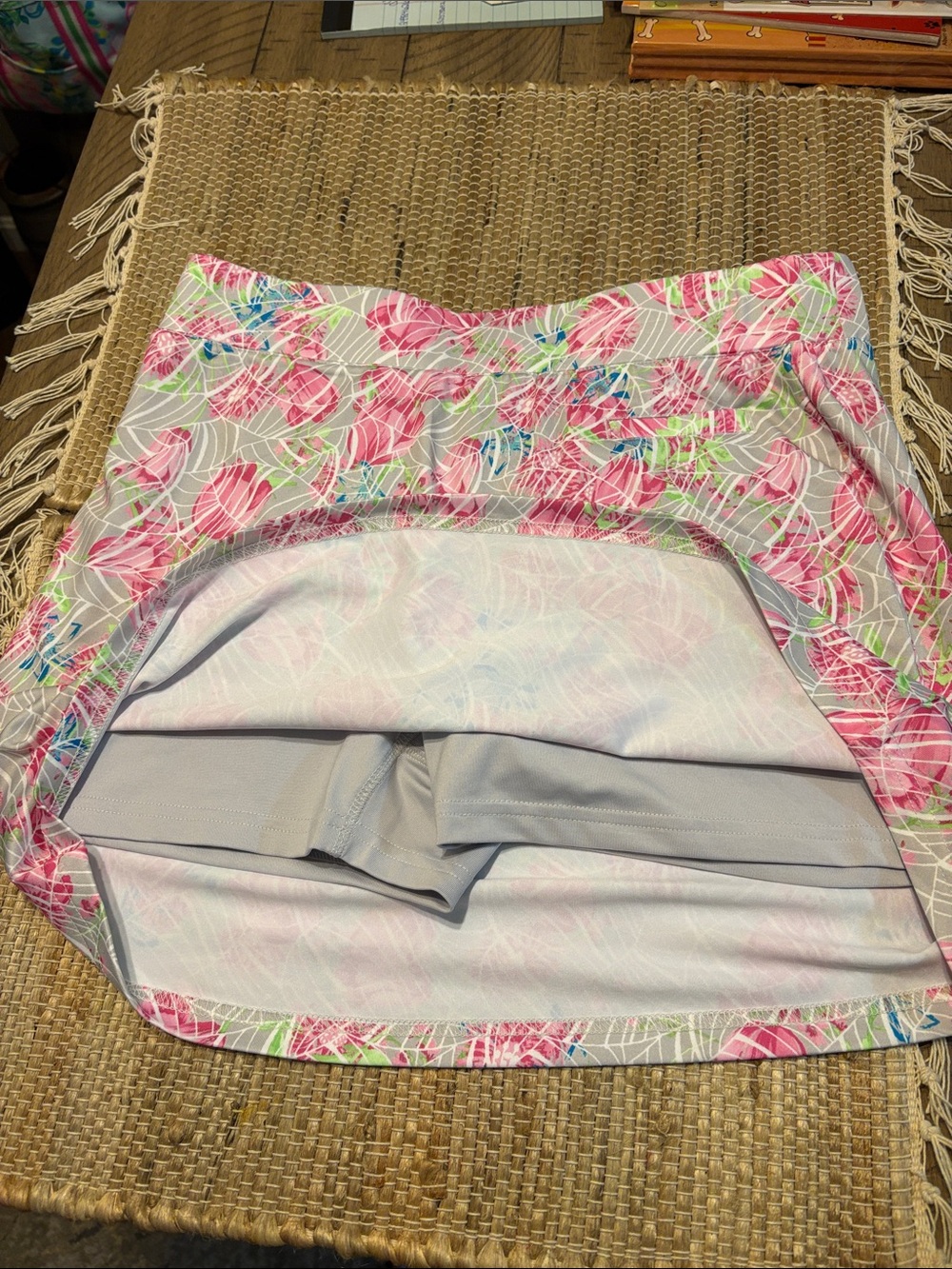 Pebble Beach Pink Floral & Light Gray Athletic Skort
